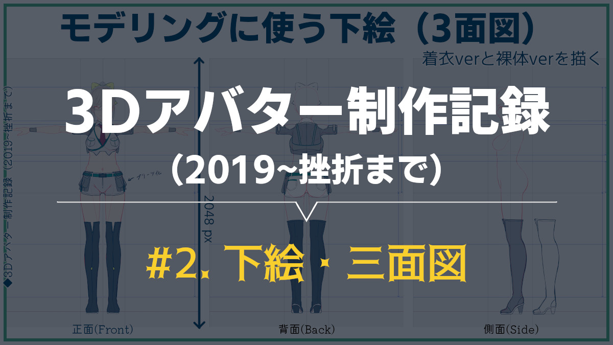 2 下絵 三面図 3dアバター制作記録 19 挫折まで 内向型人間の知恵ブログ