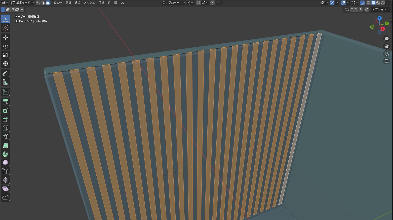 Blender:ループカットして一つ飛ばしで選択する